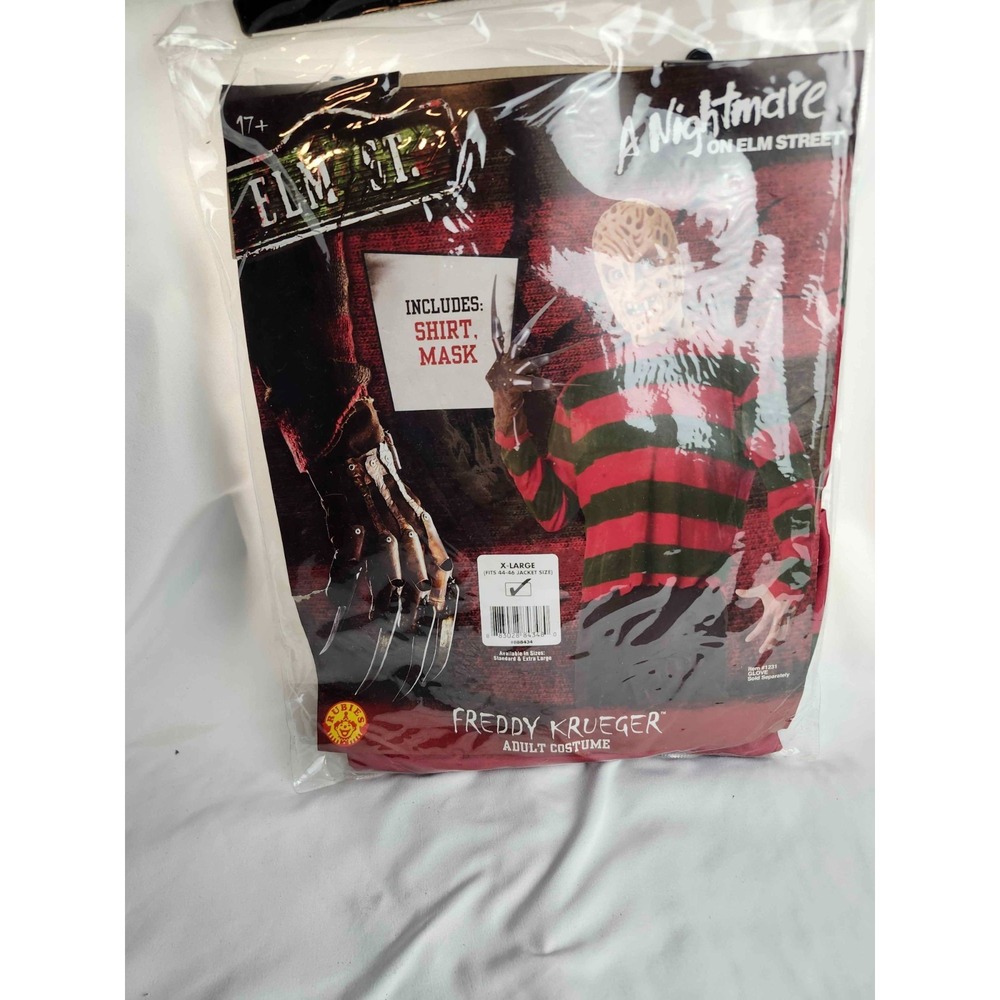 Rubie's Nightmare On Elm Street Freddy Krueger Costume XL Shirt Mask Halloween
